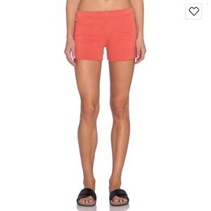 Monrow Foldover sweat short in Blood Orange